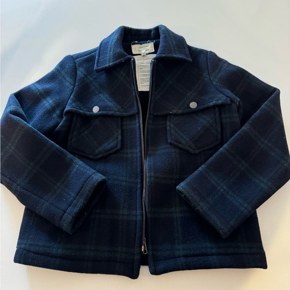 Current Elliot navy plaid shirt jacket